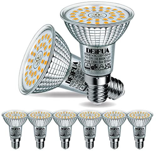 DEIFUA Lot de 6 ampoules LED E14 variable Blanc chaud R50 Sans scintillement 7 W 3000 K 730 lm AC 230 V