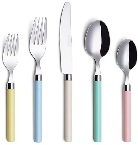 Exzact Besteck-Set, 20-teilig, Edelstahl, Pülmaschinenfest, Bunt gemischt