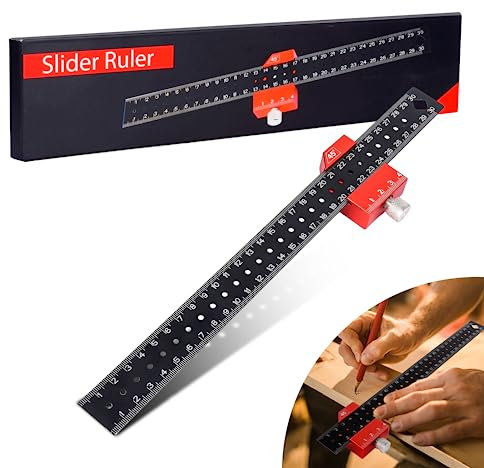 Streichmaß, 300 mm Markierungsmesser, Scriber, Kombinationswinkel Werkzeug für 45° und 90° Markierungen, Edelstahl Metall Stop Lineal für DIY, Handwerk und Tischlerei Projekte