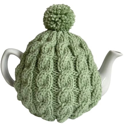 Medium Cable Knitted Tea Cosy, Fits 4-6 Cup Teapot, Pistachio Green