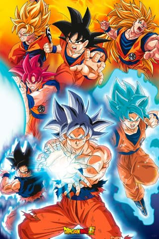 empireposter Dragon Ball - Super - Goku - Manga Anime Poster Plakat Druck - Größe 61x91,5 cm + 2 St Posterleisten Alu 63 cm