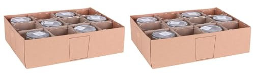 ACAN Tradineur - Pack de 2 Caja de 12 vasos Modelo Pinta - Capacidad de 355 ML - Fabricado en Vidrio Resistente - Apto para lavavajillas - Tamaño aprox: diámetro 8,3 x 8,8 cm - 24 Uds Total