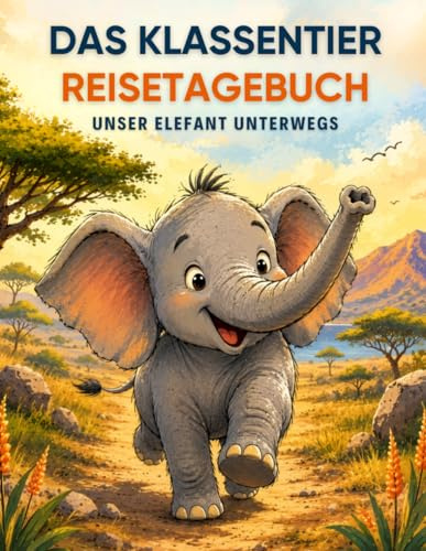 Das Klassentier Reisetagebuch - Unser Elefant unterwegs: Tagebuch und Erinnerungsbuch für die Elefantenklasse in der Grundschule