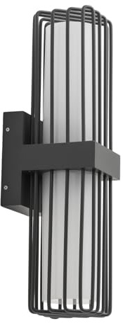Lucande Outdoor Wall Light Chandan dimmable (Modern) in Black Made of Aluminium (2 Light Sources, E27) from wall lamp for Exterior/Interior Walls House Terrace und Balcony