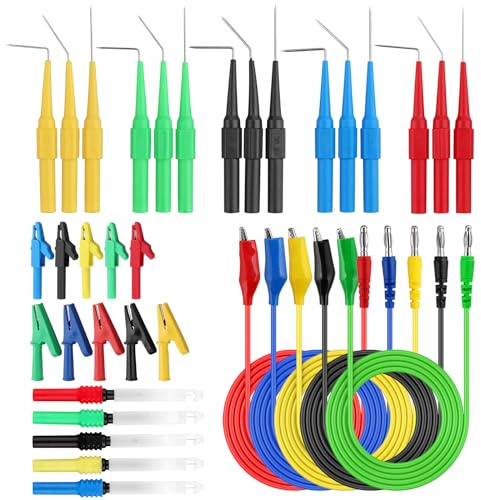Back Probe Kit,35PCS Multimeter Test Leads with Piercing Probes & Clips | 3-Angle Back Probe Pins,5 Alligator Clips,5 Piercing Probes,10A/30V AC-60V DC,for Automotive Diagnostics & Multimeter Testing