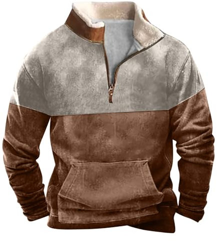 KONG JIMFAN T-Shirts Weiß Kapuzensweatjacke Hoodie Fuer Herren Herren Shirts Slim Fit Paar Pullover Jacken Einsatz Trage Grauer Cardigan Herren Herren Langarmshirt Gelb(Camel,XXL)