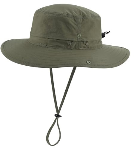 Decentron Boonie-Sonnenhut mit breiter Krempe, für den Außenbereich, LSF 50+, wasserabweisend, Angeln, Wandern, Safari-Hut, Hellgrün, Einheitsgröße