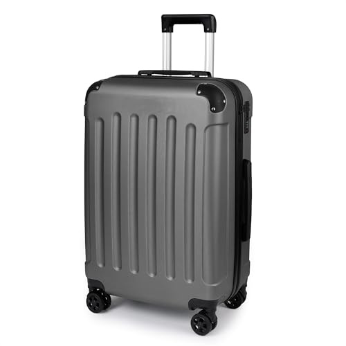 TANTOMI Koffer Mittelgroß, 24 Zoll Hartschalenkoffer, Trolley, Leichter ABS-Rollkoffer, Reisekoffer mit 4×360°-Rollen, 3-Stelliges Zahlenschloss (Dunkelgrau, 65L)