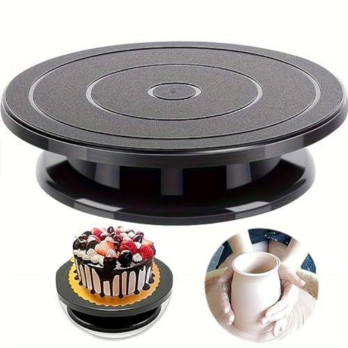 Cake Turntable, 11''Cake Stand Decorating Bakery Supplies, Turnable Black Painting Turn Table Stand for Pastries, Cupcakes and Cake Decorations(Black) (Black Small turntable 1PCS)