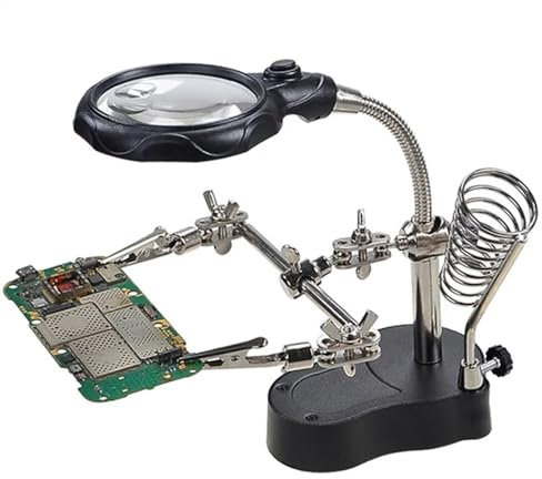 Mikroskop-Zubehör-Kit 3-in-1-Schweißlupe, LED-Hilfsclip, Lupe, manuelles Schweißen, Lötkolben, fester Ständer, festes Reparaturwerkzeug Mikroskopische Objektträger