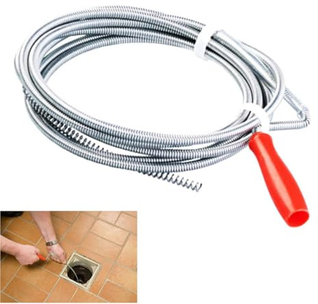 Aililong Spirale per la pulizia dei tubi, ecologica, a spirale, soluzione flessibile per intasamento, 3,2 m x 5 mm, spirale di scarico