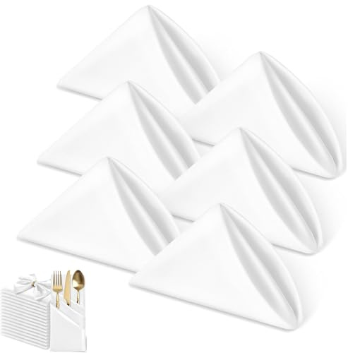 6 PCS White Cloth Napkins, Cloth Napkins, White Napkins, Size – 43 X 43 Cm, Reusable Dinner Napkin, Ideal for Restaurant, Weddings and Parties
