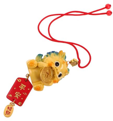 GARVALON Adorable Huang Auto Rückspiegel Anhänger Kreatives Süßes Tier-hängeornament Für Innendekoration Glücksbringer Für Fahrer Charmante Resin-dekoration