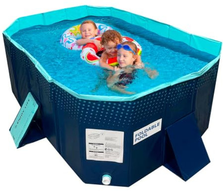 INDUSTEX Piscine Pliable Foldable Pool, Piscine pour Enfants et Adultes Portable, Amovible, Baignoire - N'inclut Pas Les Composants (Mesure Interne 253 x 133 x 50 cm)