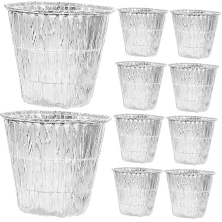 TOBBOMEY 10pcs Reusable Aluminum Foil Ramekins for Baking Grilling Steaming Drip- Souffle Cups for Easy Cleanup and Versatile Cooking for Bbqs and Outdoor Events