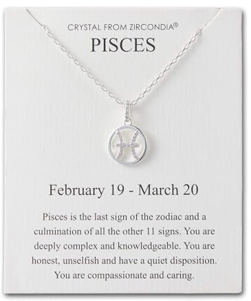 Collier Signe Zodiaque Poissons avec Carte de Citation et Cristaux Zircondia® par Philip Jones