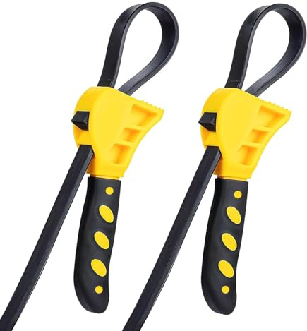 JISRKP 2 Pcs Strap Wrench Set, 6 Inch Adjustable Rubber Strap Wrench for Oil Filter Removal & Plumbing, Non-Slip Grip, Heavy-Duty Tool for Home Repairs, Automotive Maintenance & Professional Use