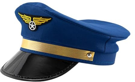 Pilot Kapitän Hut - Erwachsene Navy Captain Airline-Hut | Uni Navy Kostüm | Pilotenkostüm | Verstellbare Kappe für Damen und Herren für Halloween und andere Festival Kostüm