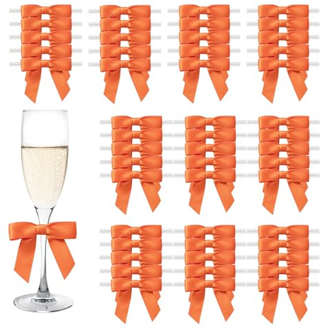 MORSUNBELA Lazos pequeños para regalo, color naranja | 50 lazos de regalo para Navidad, bodas y envoltorios de regalo creativos, pequeños lazos como decoración festiva