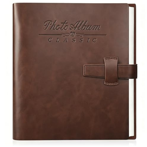 Miaikoe Fotoalbum 6x4 200 Fotos, Leder Cover Album mit 30PCS Kraftpapier Scrapbook hält 200 10x15cm horizontale Fotos für Familie Hochzeit Baby Graduation Classic