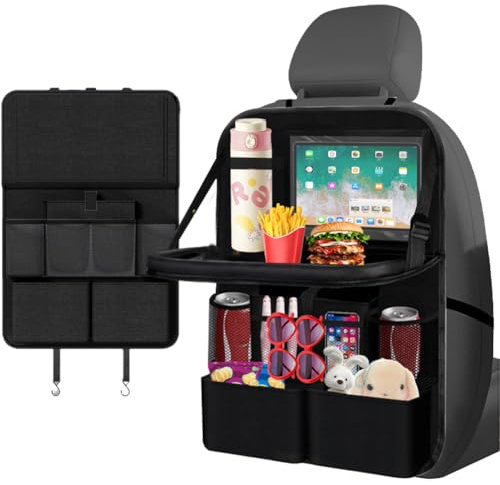 Zinueen Auto Organizer Kinder, Autositz Organizer Rückenlehnenschutz, Rücksitz Organizer mit Tablet Fach ＆ Klapptisch, Rückenlehnenschutz Wasserdichter Rücksitzschutz, Auto Zubehör Innenraum