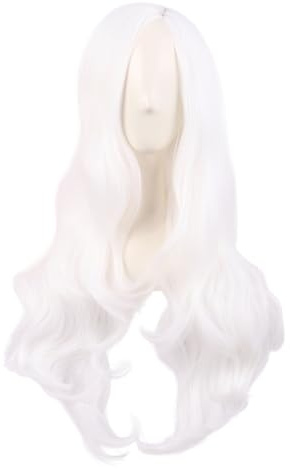 MapofBeauty 28 Pollice Lungo Ondato Curly Parrucca Capelli,Bianco