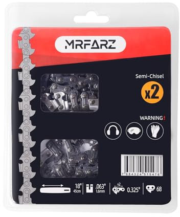 MRFARZ 20 Inch Chainsaw Chain 2 Chains 3/8 Pitch .050 Gauge 72 Drive Links- 33RS 72 Fits MS311 MS391, Husqvarna 455 (Rancher), 460 (Rancher), Poulan Pro and More- E72