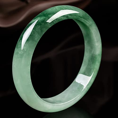 Natural Green Jade Armreif Armband für Frauen Mädchen mit Jade Handgefertigte Glücksbänder Armbänder mit Schmuckschachtel, 59-60 mm