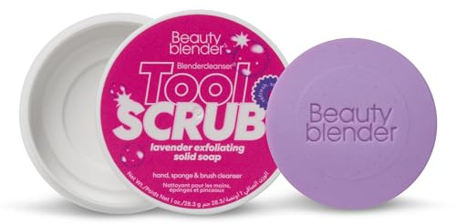 Beautyblender Blendercleanser Tool Scrub Solid Cleanser – Lavender Makeup Sponge & Brush Cleansing Bar – Hand, Sponge, and Brush Cleanser, Removes Makeup & Buildup, Travel-Friendly, 1 oz