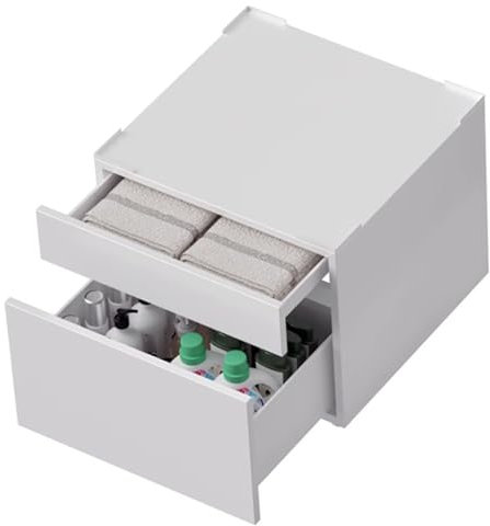 Sturdy Steel Washing Machine Base with Drawer Elevated Support for Heavy Metal Furniture Removable Large Capacity Drawer Durable and Stable Design White Finish