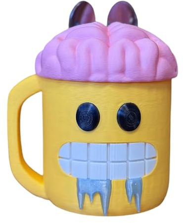Genérico Portavasos De Helado Con Cara Sonriente, 15X12CM Funda Para Tarrina Helado Con Cara Sonriente, Tapa Para Tarrina Helados Sonrientes Cuchara Asa, Recipiente Tarrinas Helads Sonrientes