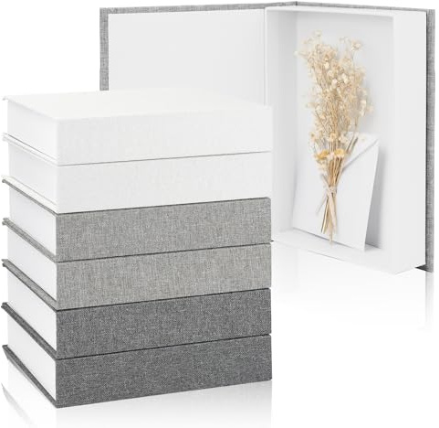 Malloom 6 Pcs Faux Decorative Books Set for Home Decor Linen Fake Book Storage Box for Coffee Table Bookshelf Mantle Modern Home Decoration Photo Storage DIY Crafts, 8.6 x 6.1 x 1.5 Inch