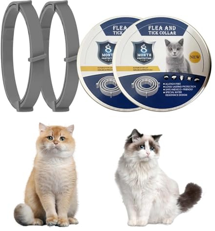 2 Pack Cat Collar, Natural Essential Oils Collar for Infections Prevention, 16-Month Protection, Waterproof Adjustable Collars Suitable for Cats Over 7 Weeks