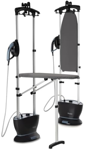2-in-1 Dampfglätter mit Bügeltisch – All-in-One Gerät 2400W, 4 bar, 50 g/min – Vertikales & Horizontales Glätten für Kleidung und Heimtextilien
