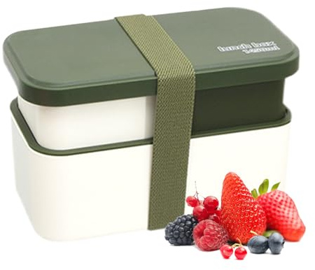 Lonchera para adultos, cuenco apilable de 1450 ml, recipiente de preparación de comidas de 2 niveles con juego de utensilios y correa de sellado, para el trabajo, la universidad, la escuela, el picnic