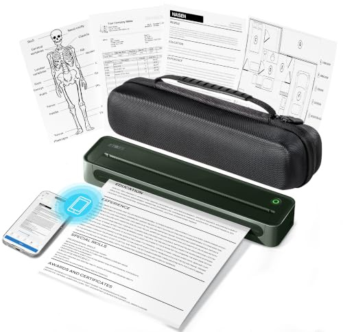 ETIKEZ D90E Stampante Termica A4 Portatile Bluetooth – Senza Inchiostro per Viaggio, Casa e Ufficio, Compatibile (iOS/Android), Confezione da 20 Fogli di Carta Termica – Ciano scuro