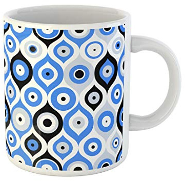 Cuentas De Ojo Turco Para La Buena Suerte Con Patrón Otomano Oriental Tazón‌ Novedad Tazas Té Graciosa Tazón‌ De Café Regalos Divertidos Para Colegas Trabajo Navidad 330Ml
