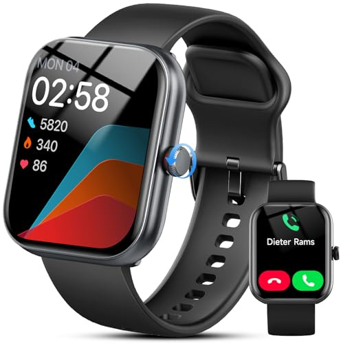 Smartwatch Damen Herren (Anrufe/Alexa), 1.91 HD Fitnessuhr mit Pulsuhr Schlafmonitor Sauerstoff Schrittzähler Uhr, Sportuhr IP68 Wasserdicht Fitness Tracker, 100 Sportmodi Smart Watch für iOS Android