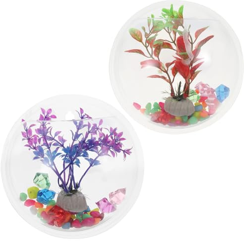 Ciieeo Wall-mounted Acrylic Fish Bowl 15cm Diameter Hanging Aquarium Tank Home Decor for Living Room, Decorative Wall Fish Aquarium Suitable for Small Aquatic Pets Assorted Assorted style