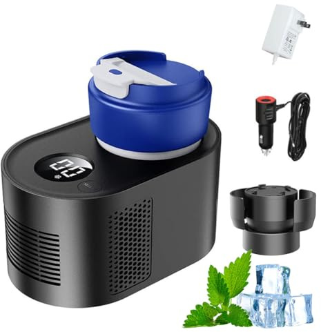 Enfriador de tazas de coche con visualización de temperatura, calentador de tazas inteligente, taza de refrigeración portátil para coche, pantalla LCD para exteriores