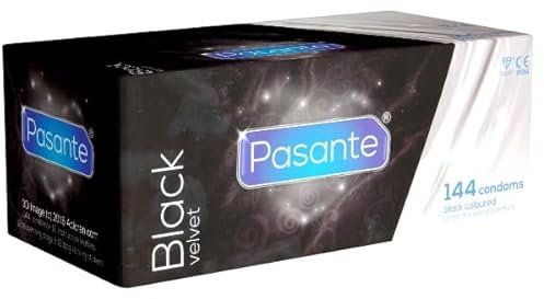 Pasante Black Velvet, schwarze Kondome ohne Geschmack, 1 x 144 Stück