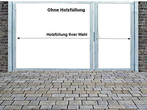 Einfahrtstor Qas Tor Holztor Gartentor Hoftor Verzinkt mit Pfosten Ohne Holzfüllung 2-flügelig 450cm x 180cm