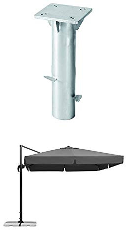 Schneider Universal-Bodenplatte + Sonnenschirm Rhodos, anthrazit, ca. 300 x 300 cm, 8-teilig, quadratisch