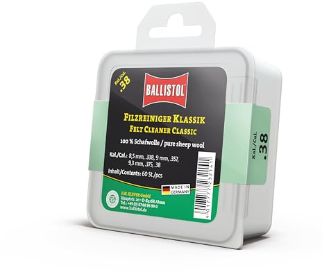 BALLISTOL 23214 Filzreiniger Klassik - Laufreiniger für Gewehr Kal. .38 - 60 Stück | Laufreinigungsfilze, für Gewehr, ohne Füll- und Hilfsstoffe