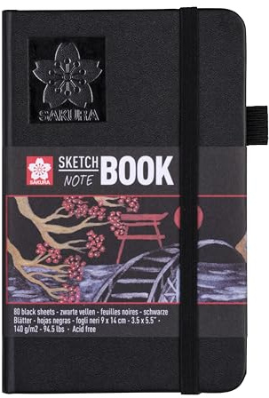 SAKURA Skissbok, 90 x 140 mm, svart svart
