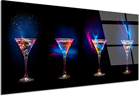 DECLINA – Tableau Mural Les Verres à Cocktail – Décoration Murale Cuisine Ambiance Gourmande – Photo Sur Verre Acrylique Brillant – Fabrication Française