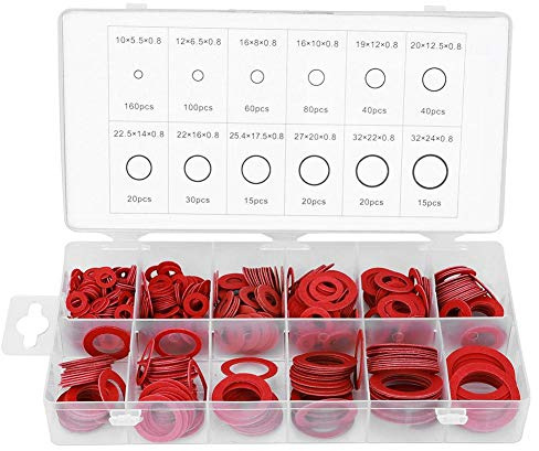 600pcs Red Vulcanized Fiber Gasket Dichtung Red Steel Paper Sorting Kit Rundes Isolierpapier