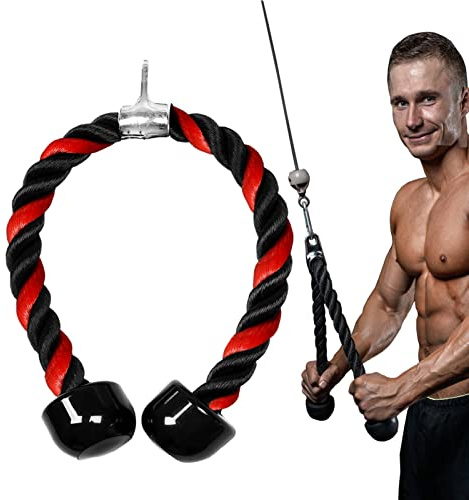 Taeku Nylon Trizepsseil, Bizeps Seil Trizepstau mit Rutschfesten Griffen Fitnessstudio Hause Trainingshilfen Seilzug Fitness Kabelzuggriff (Rot 70cm)