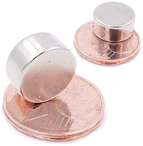 Brudazon | 10 Scheiben-Magnete 12x6mm | N52 Güteklasse - Neodym-Magnete | Ideal für Modellbau, Foto, Whiteboard, Pinnwand, Kühlschrank | Magnetscheibe