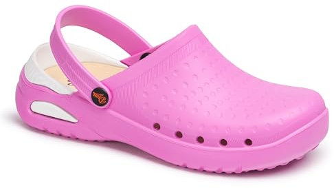Dian Clog- Ultraleichter, Antibakteriall, Rutschfester Sicherheitstrainer, ideal für Krankenhaus-, Gesundheits-, Küchen- und Reinigungspersonal, Eva Soft Rosa